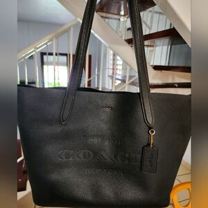 Coach Cameron Tote Black Embossed Pebbled Leather